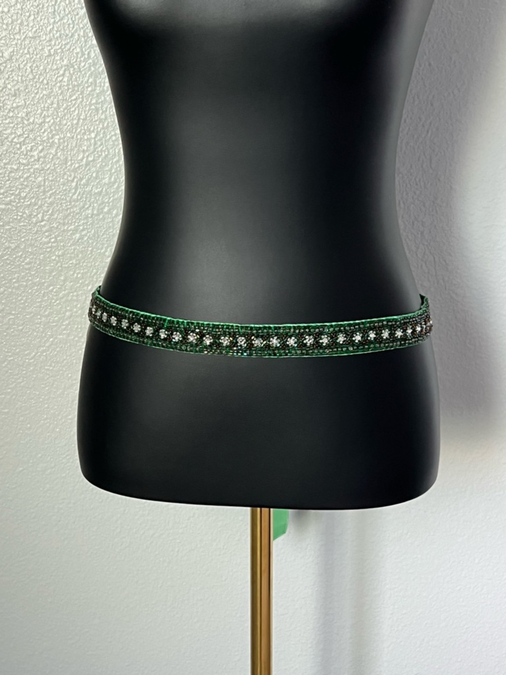 J. Crew Emerald Green Velvet Jeweled Waist Ribbon Belt